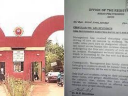 Auchi Poly bans cars belonging to students from entering campus