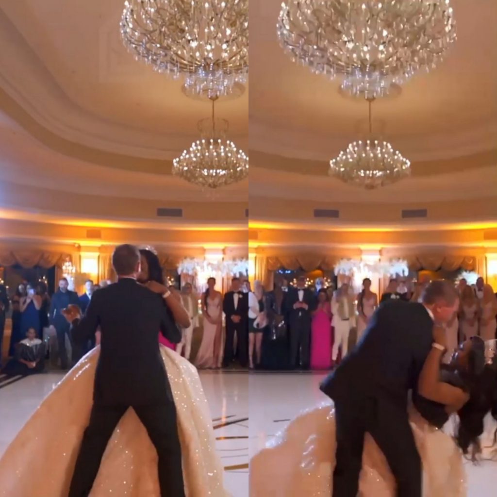 VIDEO: Couple suffer embarrassing fall during first dance at their wedding