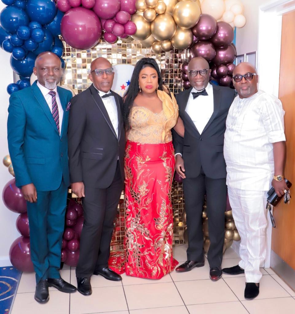 Maureen with husband, Sonny Fash, Gbenga Alade (MD, GT Bank), Tokunbo Akinyemi 