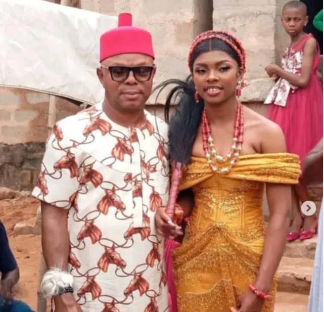 Anambra couple's wedding photos spark backlash over obvious age difference