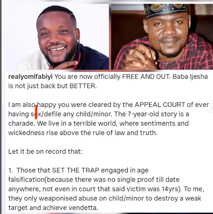 Yomi Fabiyi Speaks After Baba Ijesha’s Release, Makes New Allegations About Case Handling