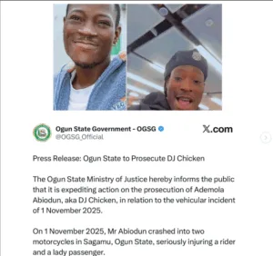 Ogun to Prosecute DJ Chicken Over Multiple Road Crashes